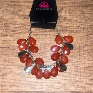 Paparazzi Vibrant Red and Silver Teardrop Bracelet
